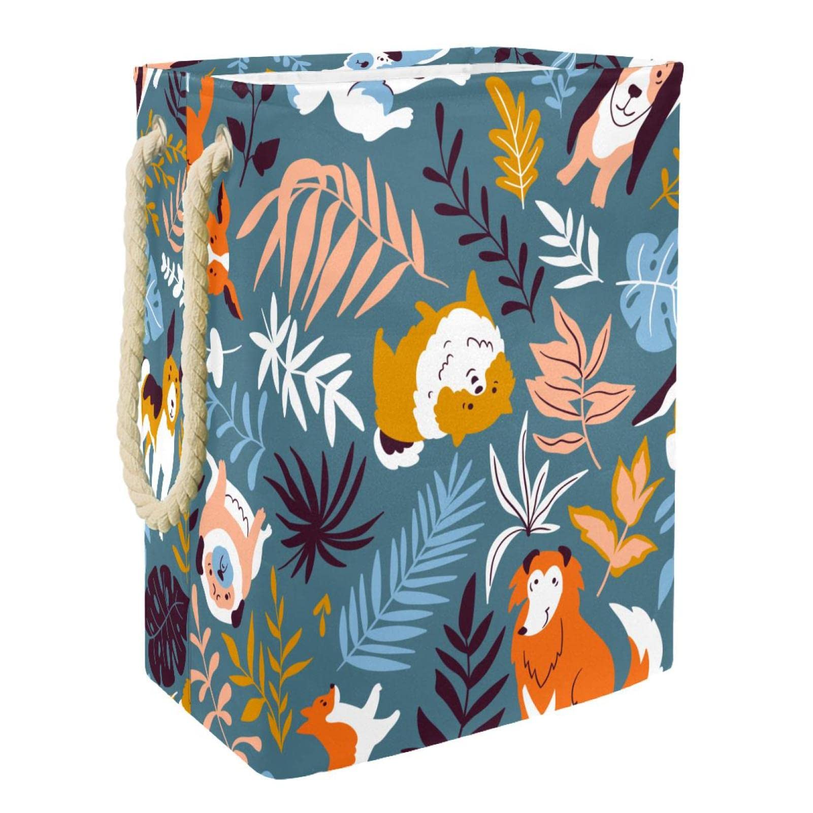 Panier à linge personnalisé Corgi et Plant pour chambre et dortoir