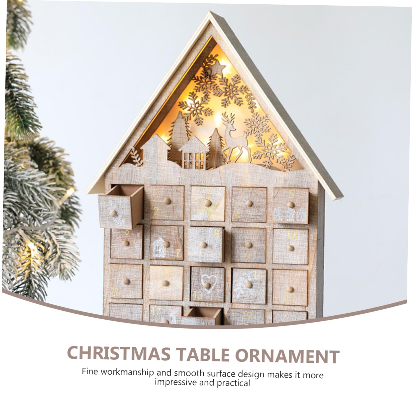 iplusmile Schubladenkalender Weihnachtsdekoration Kreativ Holz für Junge Mädchen Süßigkeiten Spielzeug Aufbewahrung Adventskalender mit Schublade für Zuhause