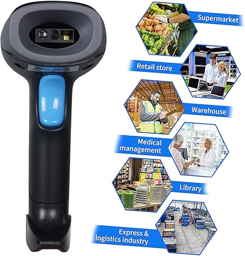 Miniatura 7 de Escáner de código de barras QR 1D 2D inalámbrico, lector de códigos de barras inalámbrico de mano con batería de 2000 mAh para pago móvil, tienda de