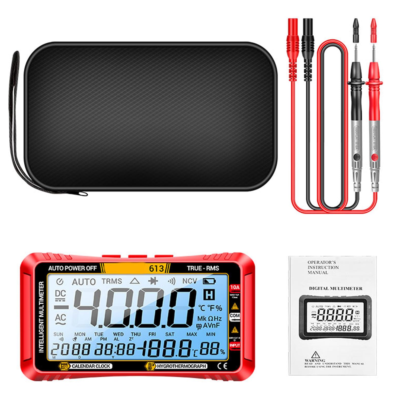 Buxuaaaa A Current Tester 4000 Count Multimeter Multi Tester With Backlit Temperature Humidity Measuring Electronics