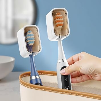 Electric Toothbrush Covers, Travel Head Protectors with Wall Mount Brown