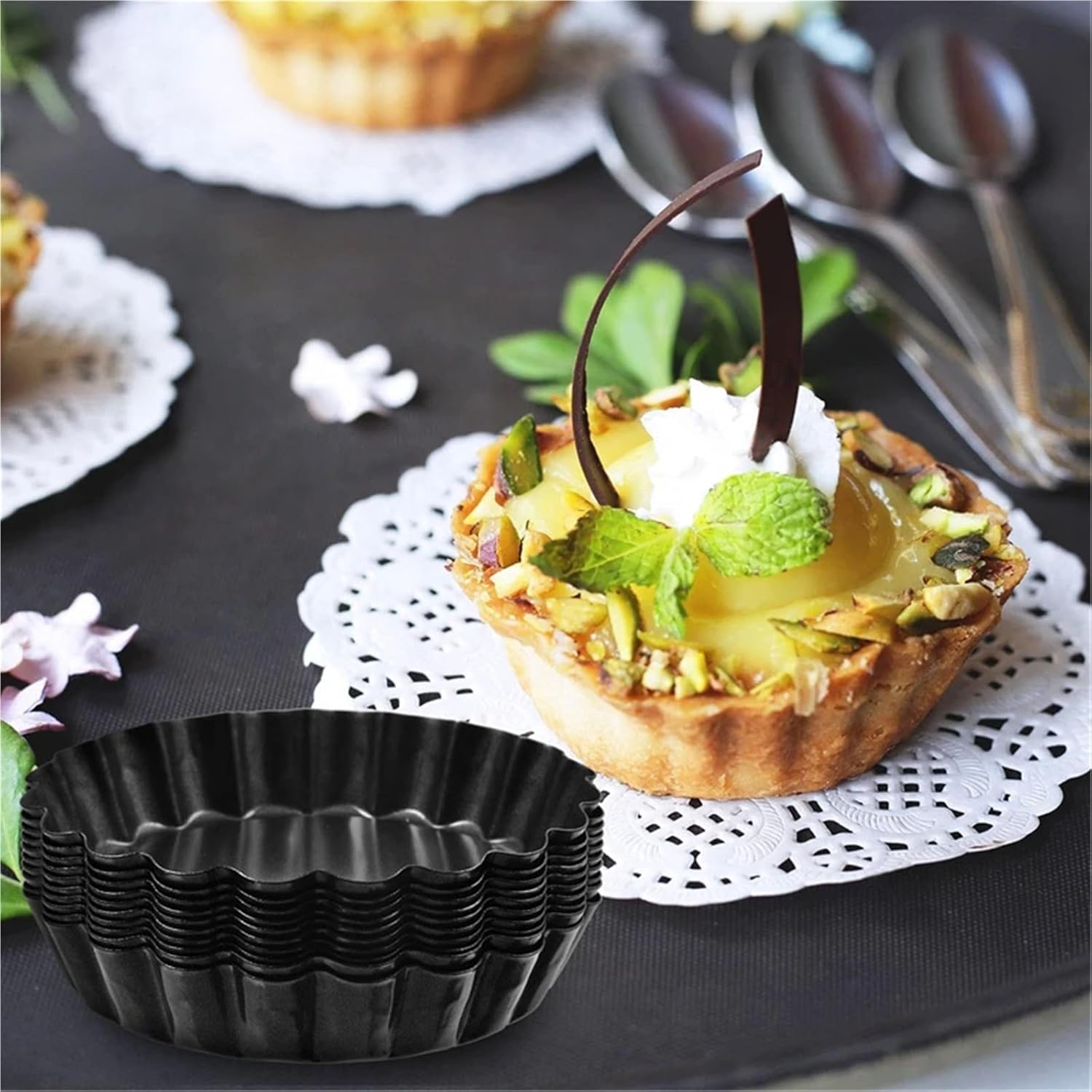 Alloy Round Non-Stick Tart Quiche Pan with Removable Bottom, Pie Pizza Cake Baking Mold Cup Bakeware Kitchen Tool(5 INCH)