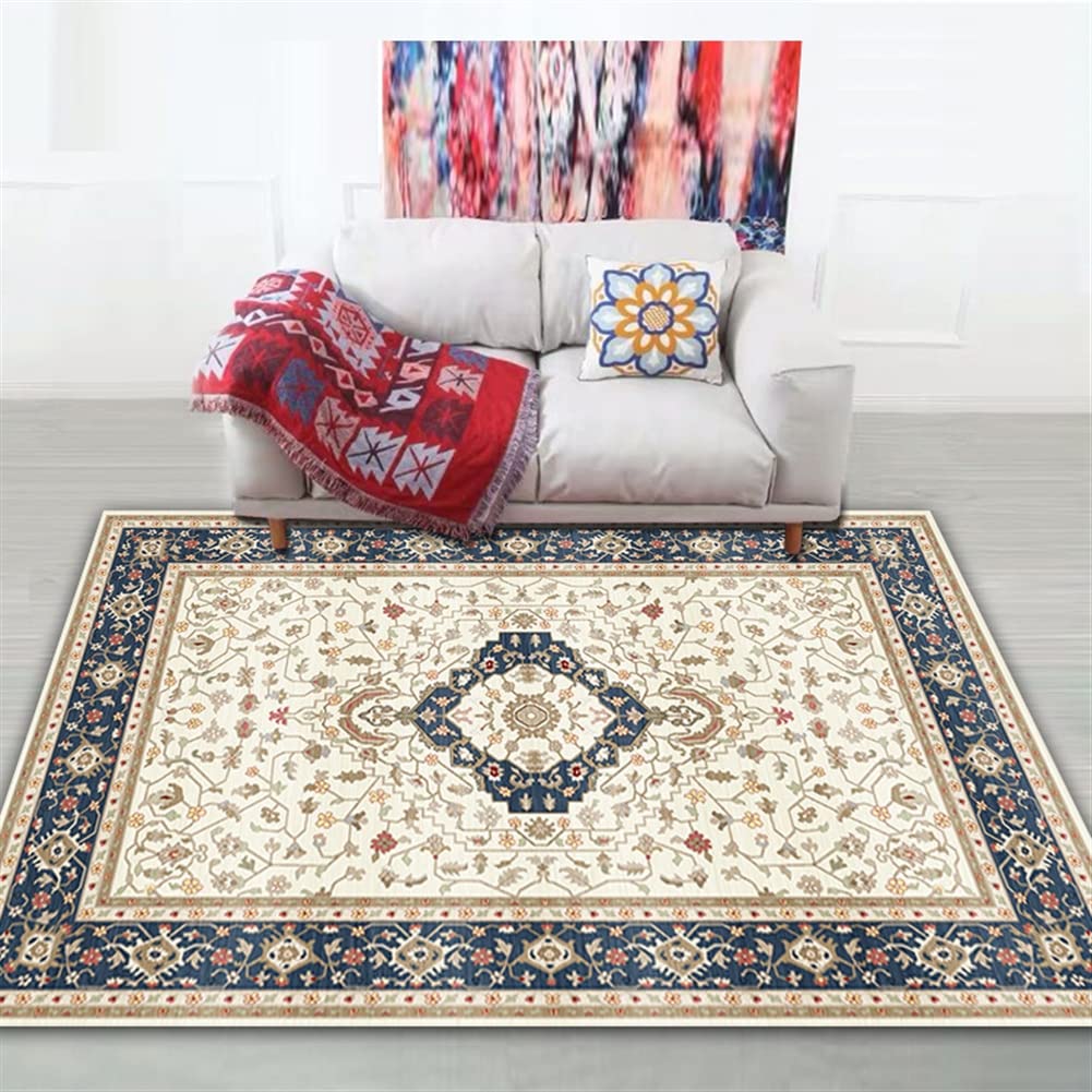 Liveinu Bohemian Floral Area Rug Vintage Oriental Indoor Floor Print Distressed Carpet Rug Mat Foldable Accent Rug Kitchen