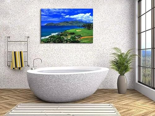 Vista 177 de chenchenArt Arte de pared de campo de golf de Estados Unidos, TPC, Sawgrass Golf Course, impresiones en lienzo, decoración de pared de golf para Rojo