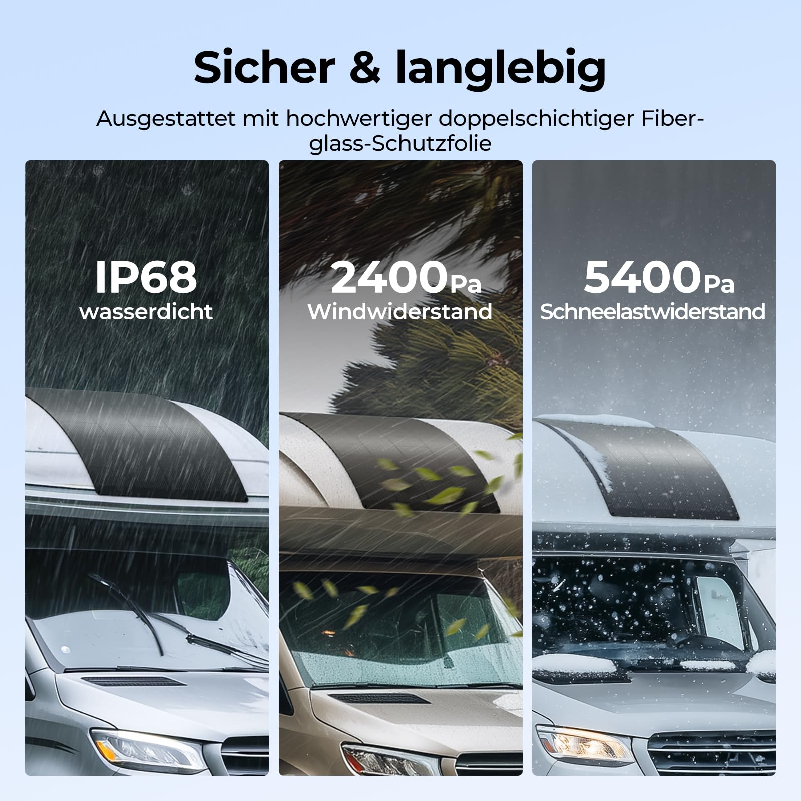 BougeRV Arch Pro 200W Flexible Solarpanel mit 28 Bypass-Dioden, Schattentolerantes Biegsam PV Panel, N-Typ 16BB Zellen, 25% Effizienz, ETFE Monokristallin Solarmodul, IP68, für Wohnmobil Boot 12/24V