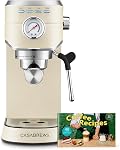 CASABREWS Espresso Machine 20 Bar, Professional Espresso Maker with Milk Frother Steam Wand, Compact Espresso Coffee Machine with 34oz Removable Water Tank for Cappuccino, Latte, Gift for Dad or Mom | Stainless Steel, 20-Bar Pump, Built-in Pressure G
