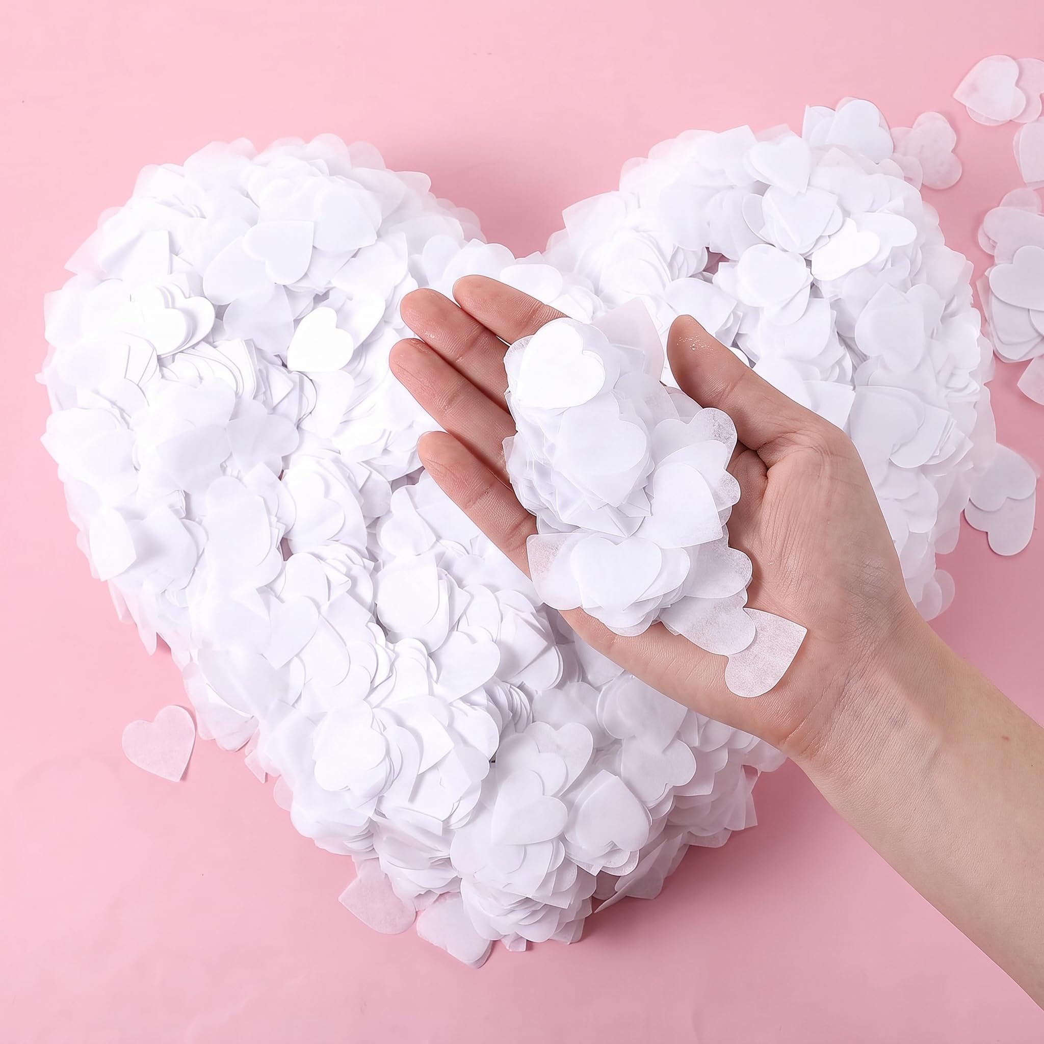 20000pcs White Heart Shaped Confetti, Biodegradable Eco Friendly Paper Confetti for Wedding Throwing, Table Decor for Valentine Anniversary Party