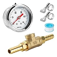Vista 20 de SENCTRL Medidor de presión de combustible de 0-15 psi, tamaño de dial de 1-1/2", montaje inferior NPT de 1/8", relleno de aceite de silicona