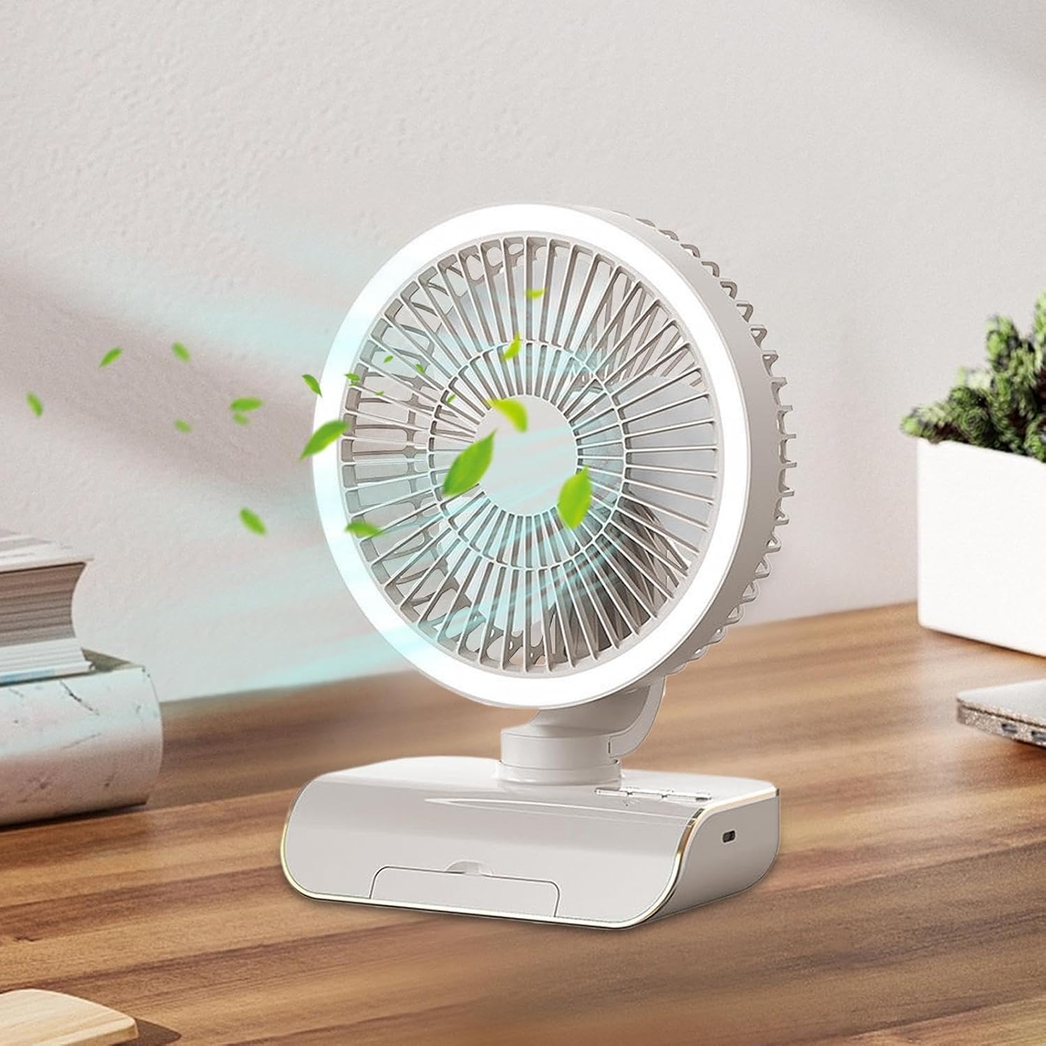 Oscillating Air Circulator Fan | 5 Speeds Oscillating Personal Fan with Remote Control | 2000mAh Rechargeable Air Cooler, Travel Supplies for Men, Women