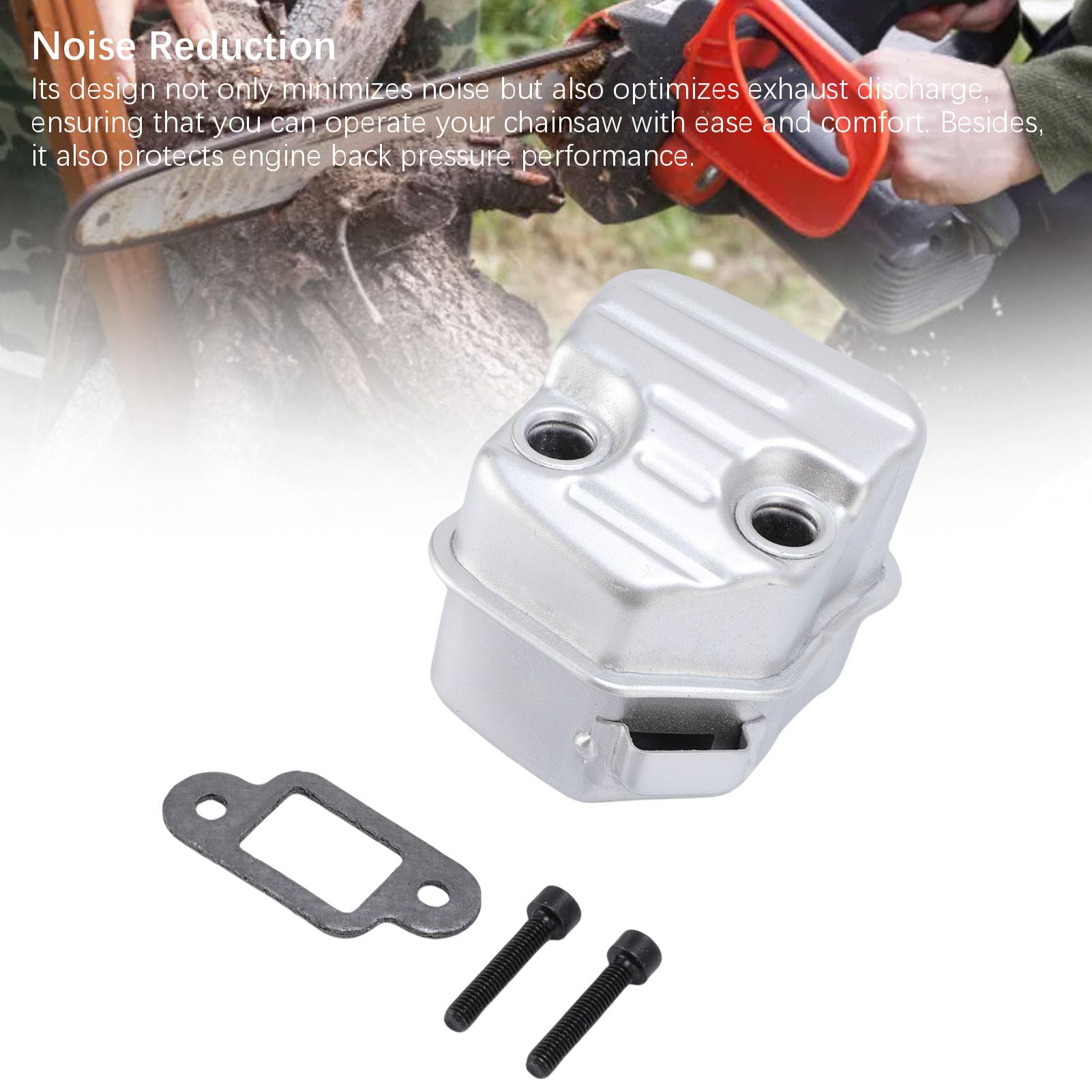Kit de Silenciador de Escape, Cortacésped de Jardín Reemplazar el Motor de Escape de la Motosierra de Acero del Motor para MS181 MS181C MS171 Reemplace OEM 1139 140 0604