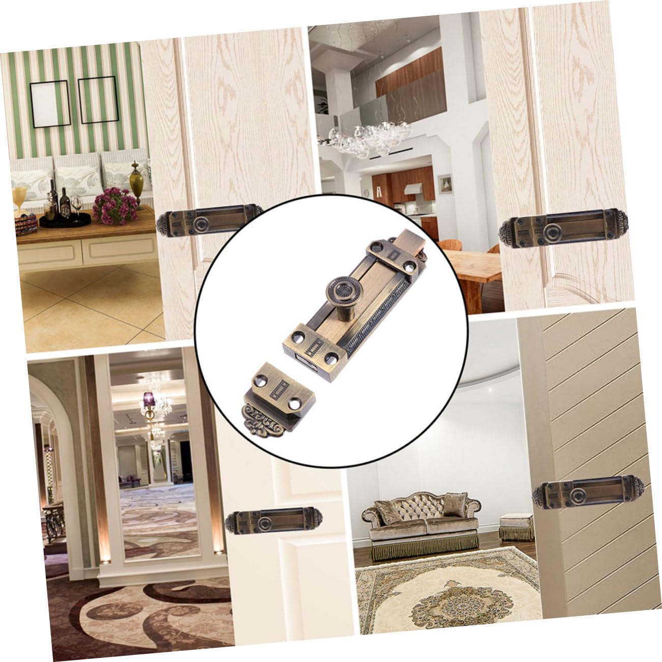 SHINEOFI 5 Pezzi Serratura Scorrevole Bullone Sicurezza per Porte e Finestre Facile Installazione e Resistente Perfetta per Bagni e Camere da Letto