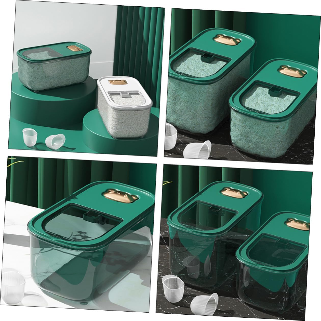 Cabilock Airtight Multi-function Rice Storage Bucket 10lb Thickened Food-grade Plastic Rice and Grains Container with Seal Lid for Household Pantry Organization