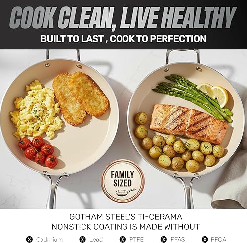 Miniatura 2 de Gotham Steel Hammered - Juego de utensilios de cocina de cerámica antiadherentes, ollas y sartenes antiadherentes con utensilios de cocina de