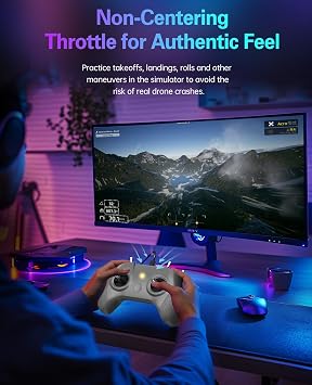 FLYDrone S8 Pro FPV Simulator Controller for Windows PC, USB-C Drone Flight Simulator Joystick, 8-Channel Mode 2 RC Training Remote with Non-Centering Throttle for Liftoff/DRL/Uncrashed, Grey (Grey)