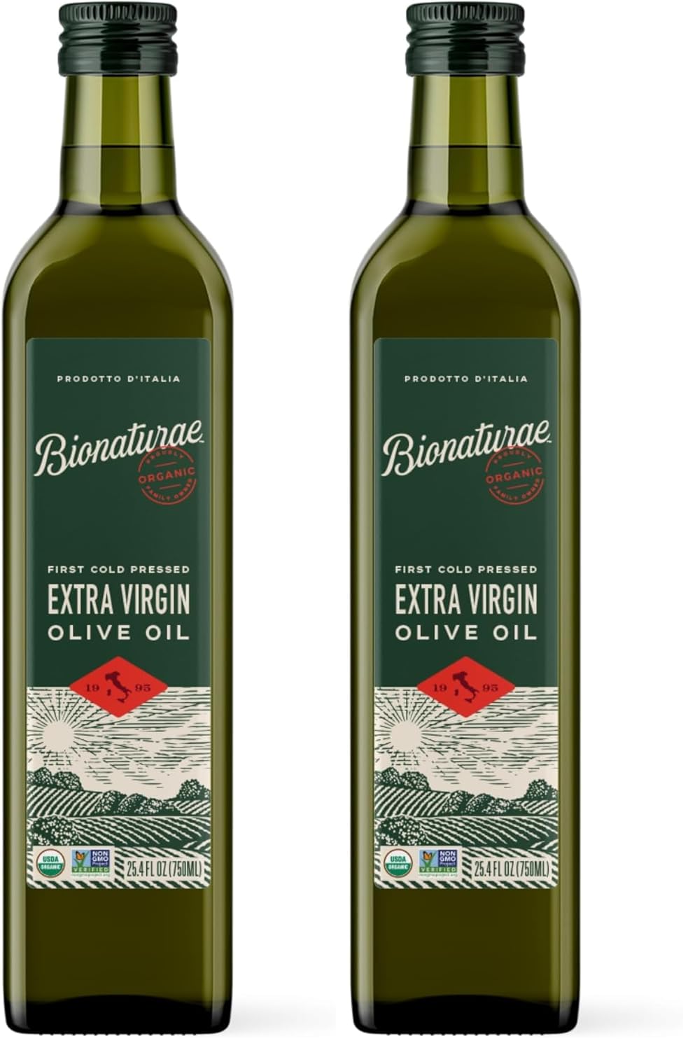 Bionaturae Extra Virgin Olive Oil - Organic Olive Oil, Non-GMO, USDA Certified Organic, Recyclable Glass, 100% Authentic Italian Olive Oil, Made in Italy - 3 L, 2 Pack