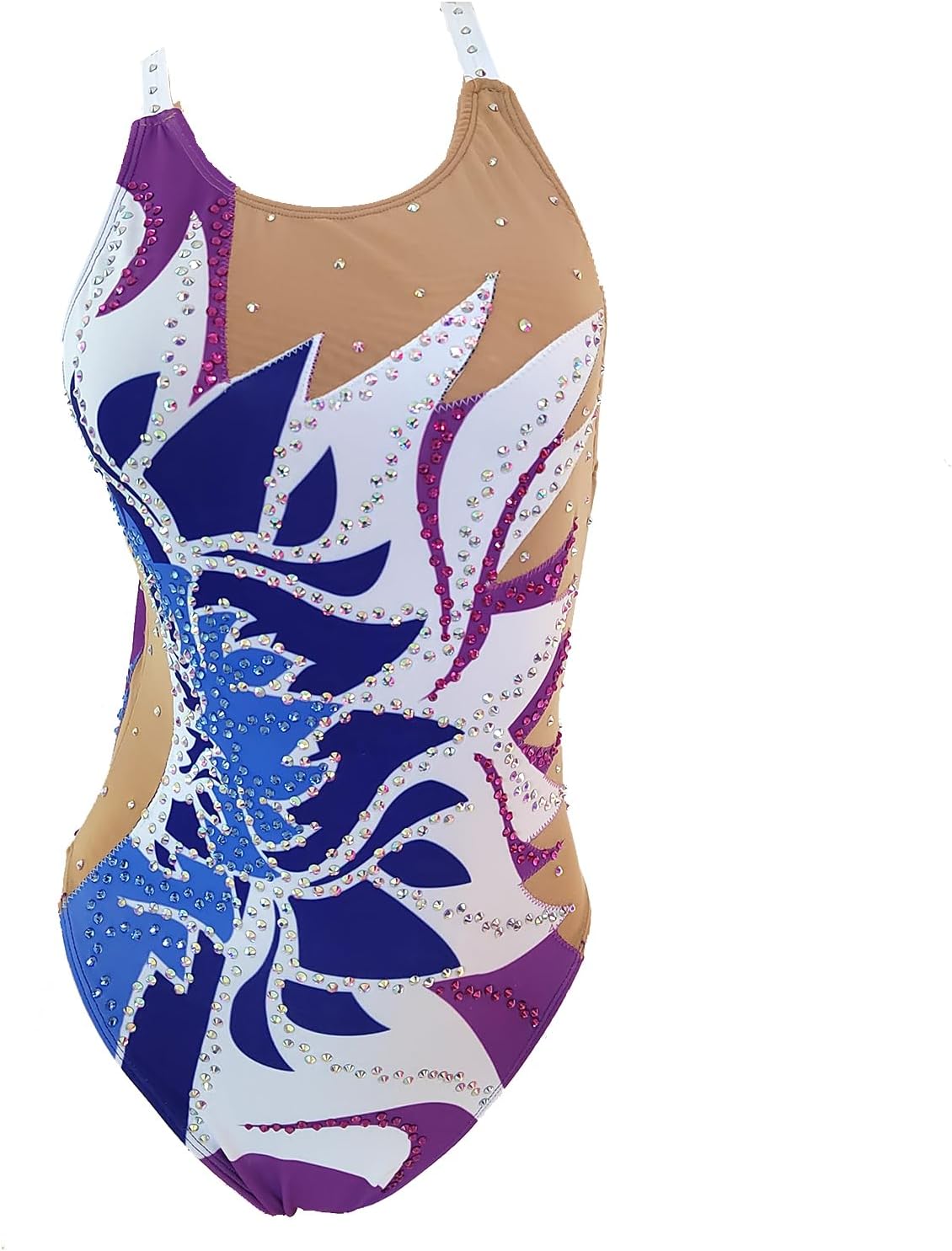 Purple Patterned Synchronized Swimsuit Elegant and Stylish Bathing Suit for Synchronized Swimming