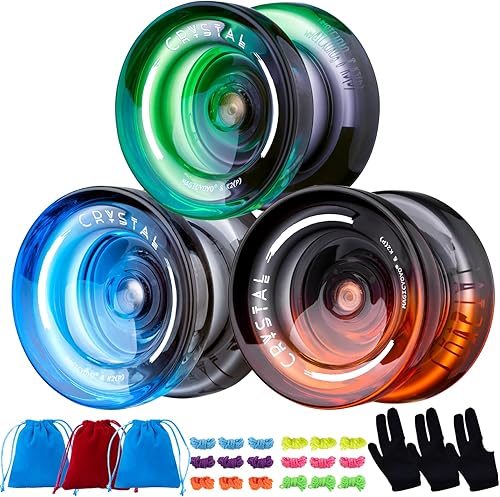 Miniatura 12 de MAGICYOYO Yoyo K2 Responsive para niños principiantes Yoyo con 2 guantes de yoyo, 2 bolsas de yoyo, 12 cuerdas de yo (verde cristal + rosa púrpura