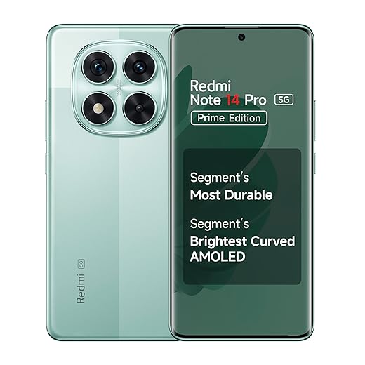 Redmi Note 14 Pro 5G Prime Edition (Ivy Green, 8GB RAM, 128GB Storage) | 50 MP Sony Camera Setup | Corning Gorilla Glass Victus 2 | 1.5K 3D Curved AMOLED | Mediatek Dimensity 7300- Ultra