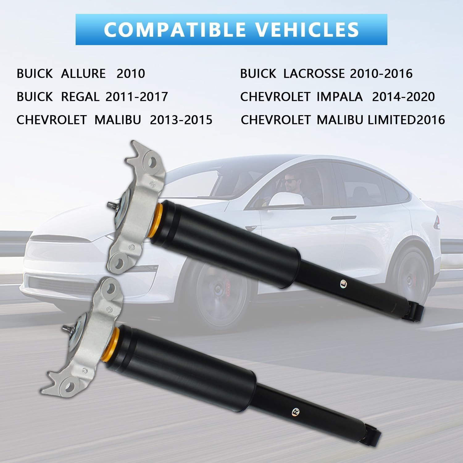 Rear Shock Absorber Set Compatible with Chevrolet Malibu 2013-2015, Impala 2014-2020, Buick LaCrosse 2016 – Replace OE# 20859302, 20859303