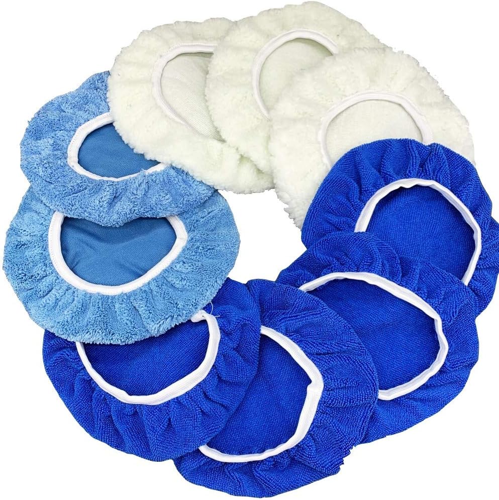 Jufengrks 9 to 10 Inches 9Pcs Buffer Waxers Set Polishing Pads