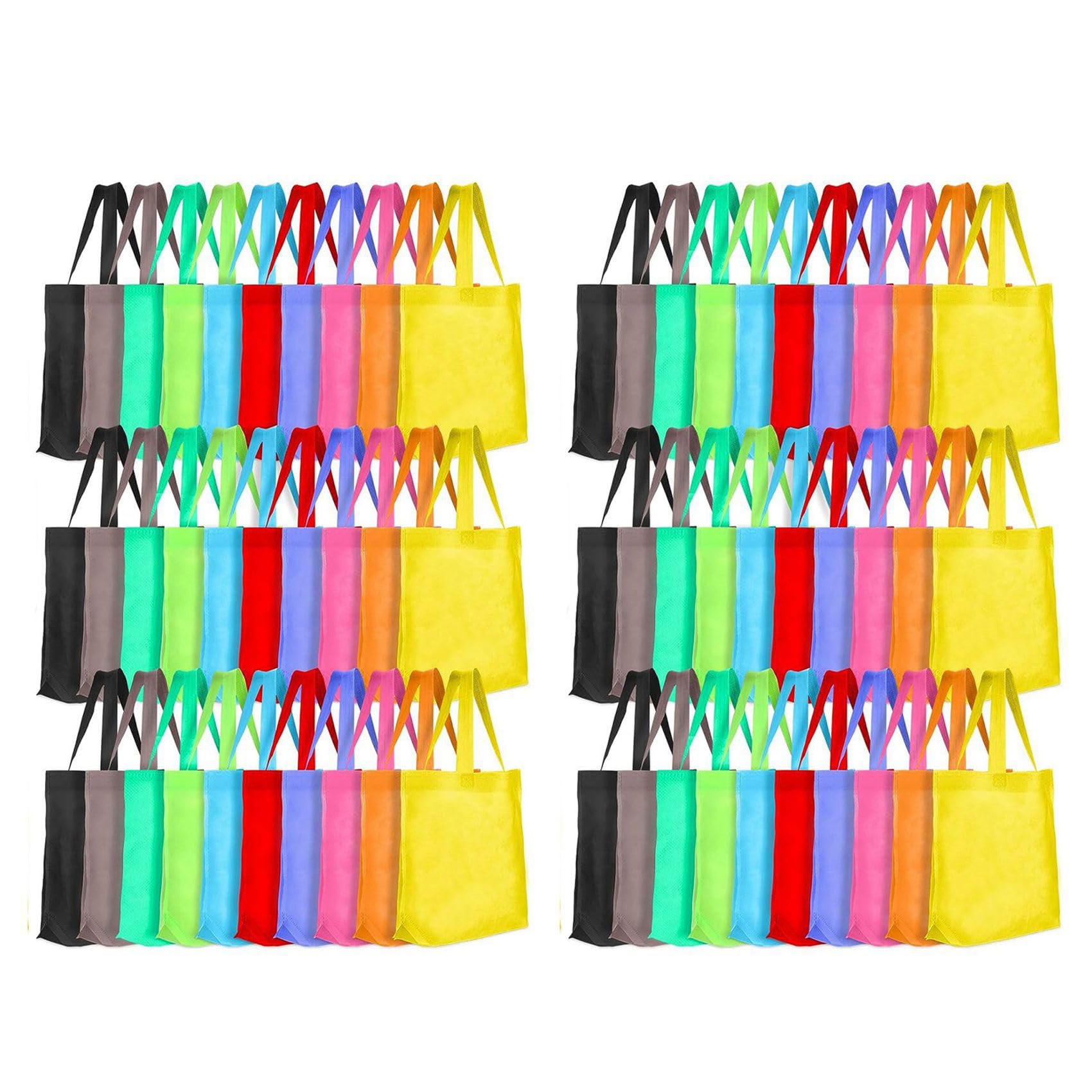 Lot de 100 sacs réutilisables non tissés multicolores et vierges