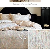 Vista 53 de 3 piezas de juego de funda de edredón tamaño individual XL, funda de edredón blanca con estampado floral azul, ropa de cama coquette de algodón