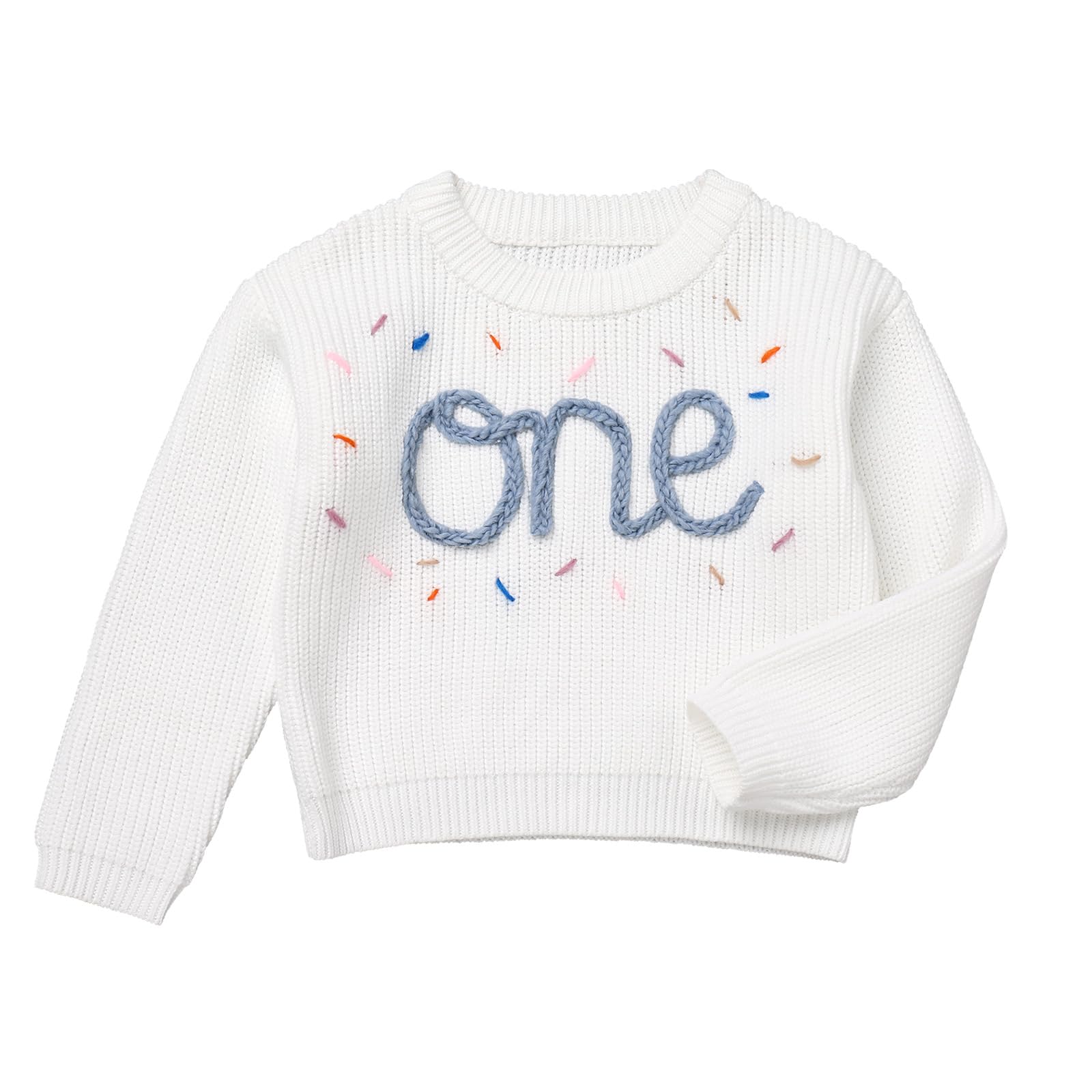 1st Birthday Girl Outfit Doughnut One Birthday Toddler Baby Girl Boy Knit Sweater Long Sleeve Pullover Knitted Sweaters Onederful First Birthday Outfit Girl Fall Sweater Top Blue One 1 Years