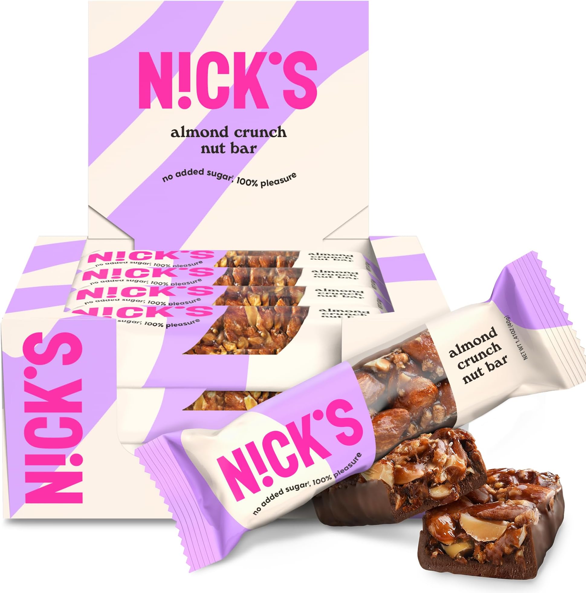 - NICKS Keto Nut Bar Almond Chocolate, Keto Nut Snack for Sports, Hiking & Outdoor Activities, 1G sugar, 3G net carbs, healthy snack (pack of 12) 40.0 grams