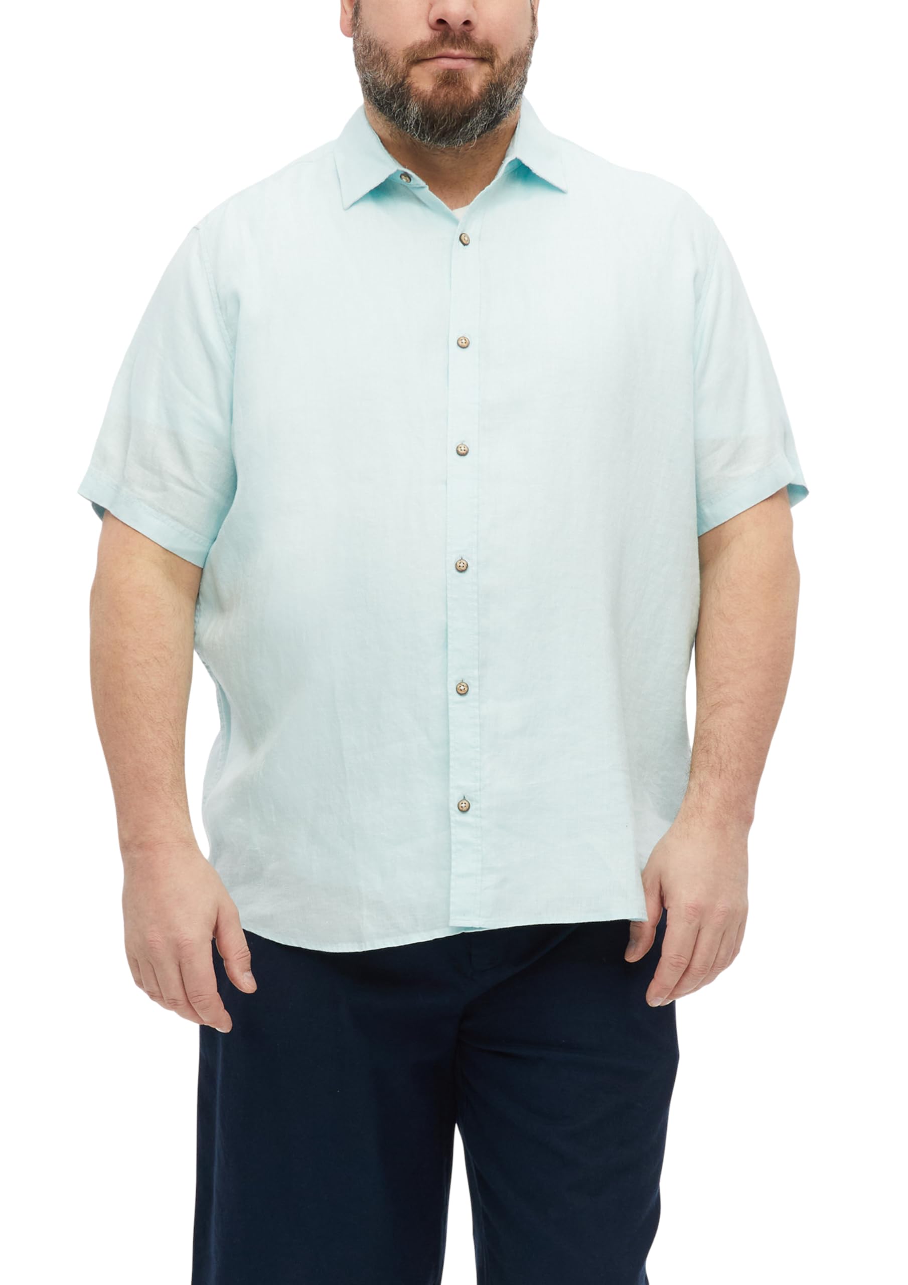 s.Oliver Men's 2181248 Linen Shirt Short Sleeve (Pack of 1), Turquoise, XXL