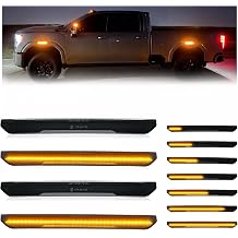 4PCS Startup Animation LED Side Marker Light for 2020-2026 GMC Sierra 2500HD 3500HD Pickup Truck Front & Rear Smoked Lens Amber Side Marker Lamps, OEM Replacement #84806032,84806031