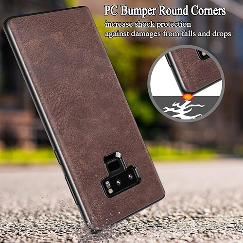 Miniatura 7 de SALAWAT Funda para Samsung Galaxy Note 9, delgada, de piel sintética, estilo vintage, a prueba de golpes, ligera, de poliuretano termoplástico