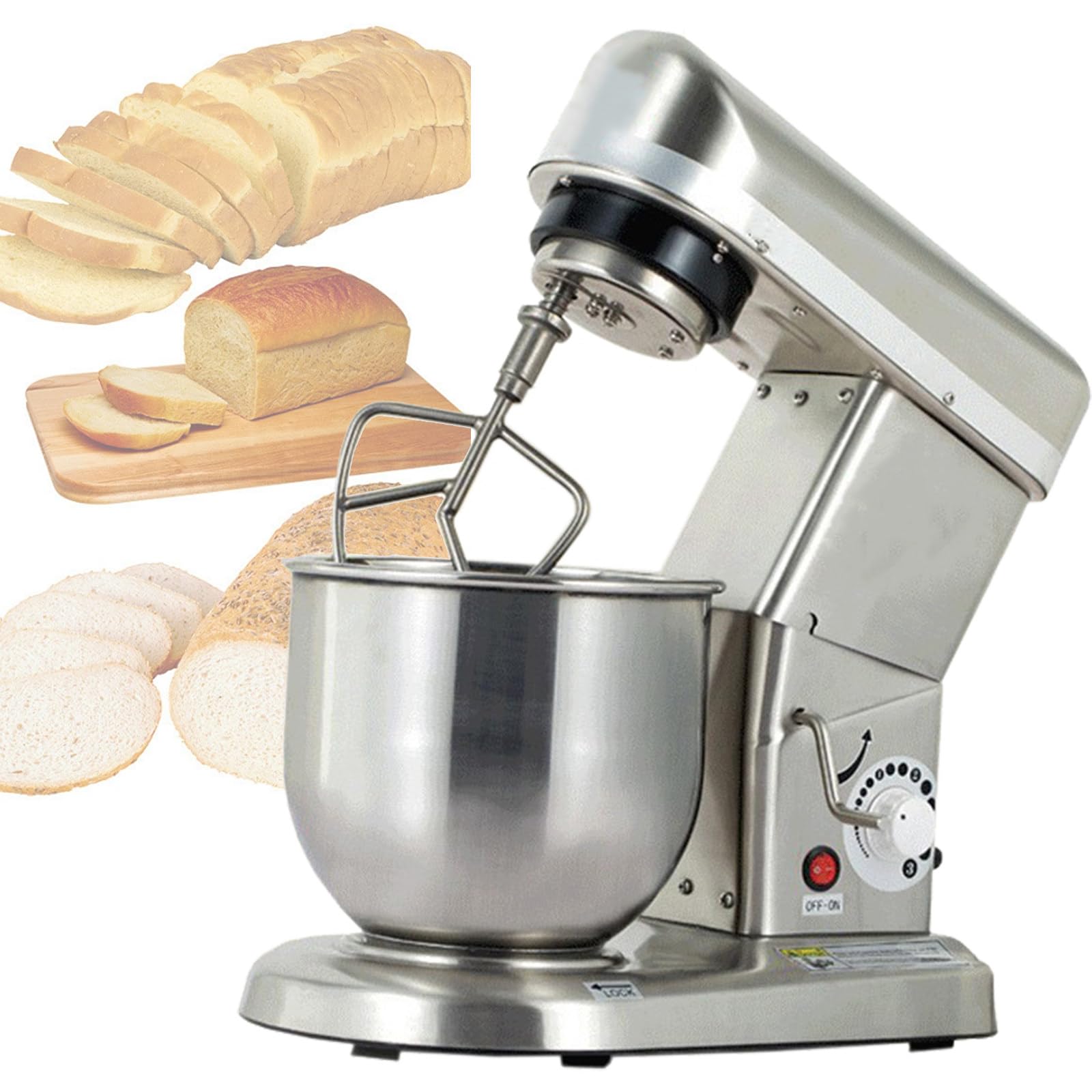 GLJTUO mixers for baking Commercial Kneading Machine Stand Mixer, Commercial Food Mixer, 3-Speed ??Kitchen Dough Mixer for Restaurants, Kitchen,7L