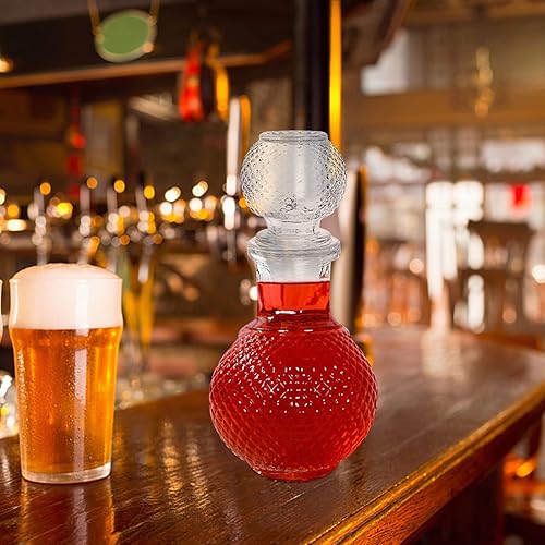 Miniatura 8 de Housoutil Decantador de licor con tapón de cristal para whisky, vino, vodka, bourbon, botella para decoración del hogar, bar, fiesta, transparente