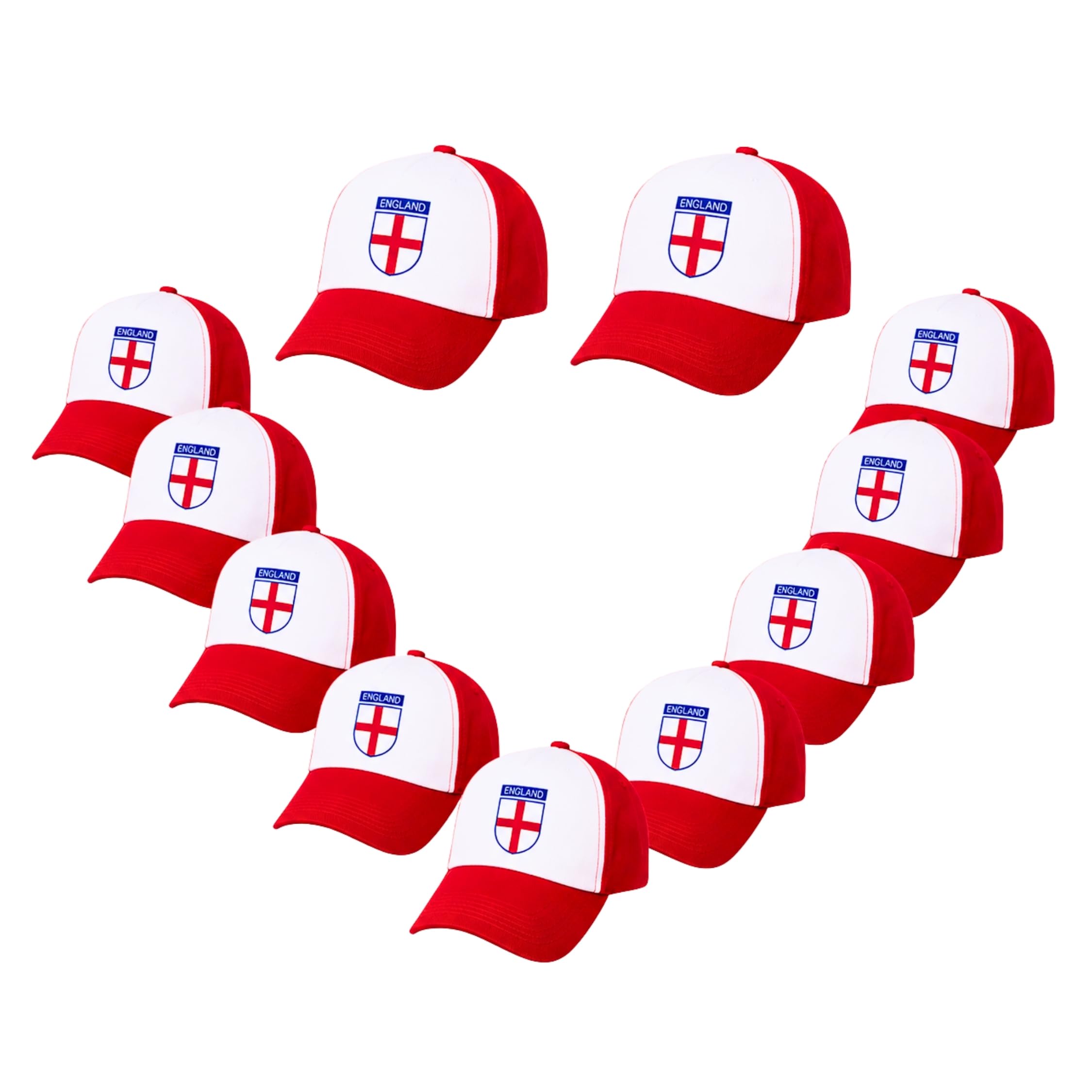 SHATCHI 10Pcs England St George Cross Printed Baseball Cap for FIFA 2026 World Cup – Adjustable White Supporters Hat for Football Matches, Sports Events, Travel, Fan Celebrations and Outdoor Wear