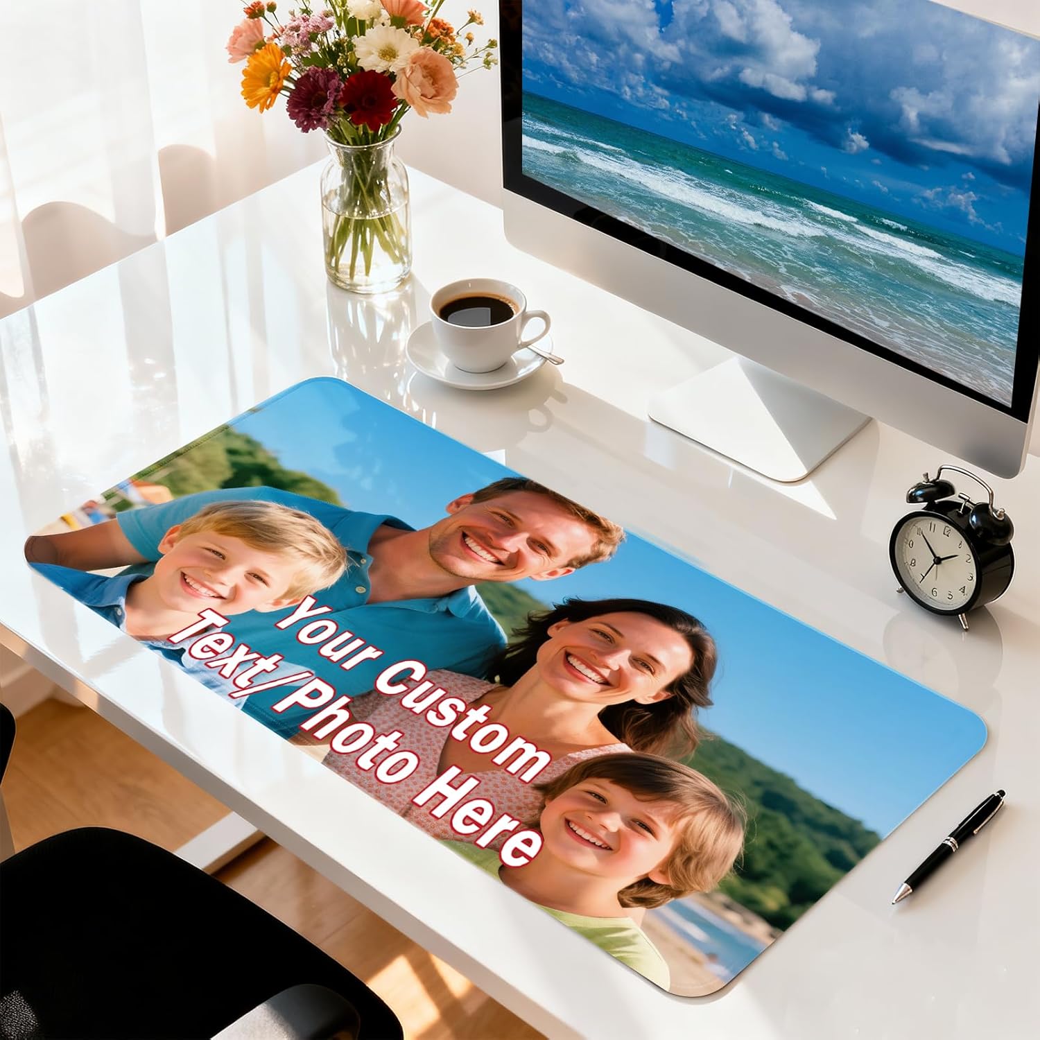 Personalized Mouse Pad XXL with Photo Text Custom Large Gaming Mouse Pad for Office Dorm Gaming Non-Slip Base Smoothy Waterproof Custom XL Desk Pad for Boyfriend Husband - 47.2x31.5in