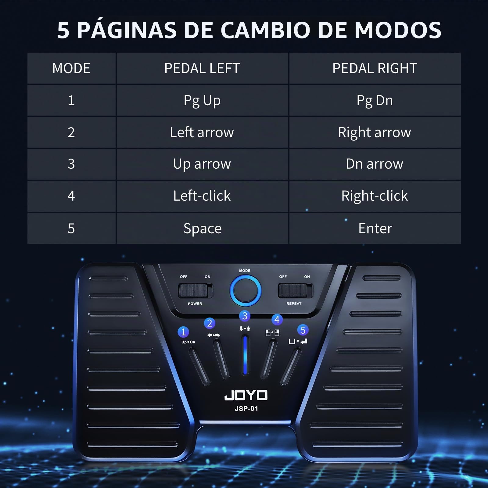 JOYO Pedal de giro de página con Bluetooth, recargable, inalámbrico, pedal de giro de página, controlador de lectura de partituras para tabletas, teléfonos, iPad (SP-01)