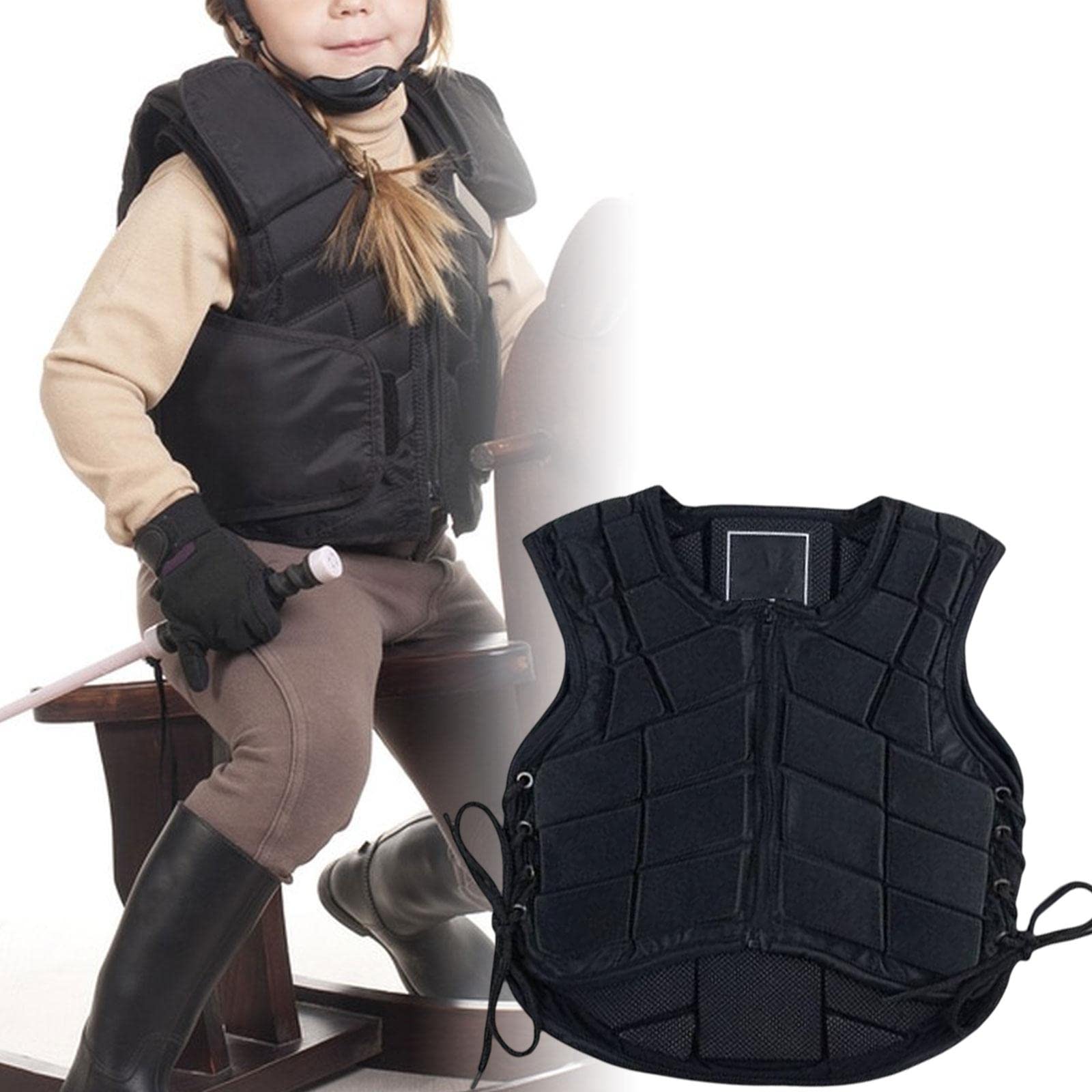 Chaleco Ecuestre Protector Acolchado EVA Ajustable con Bloques Antivibración Tela Resistente Y Transpirable para Mayor Comodidad Adecuado para Equitac
