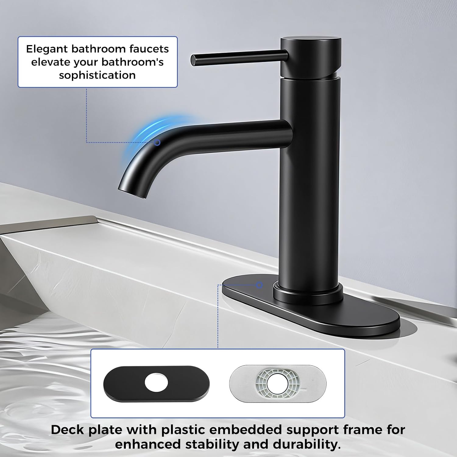 Bathroom Sink 1 Hole Single Handle Lever Faucets Stainless Steel image 3