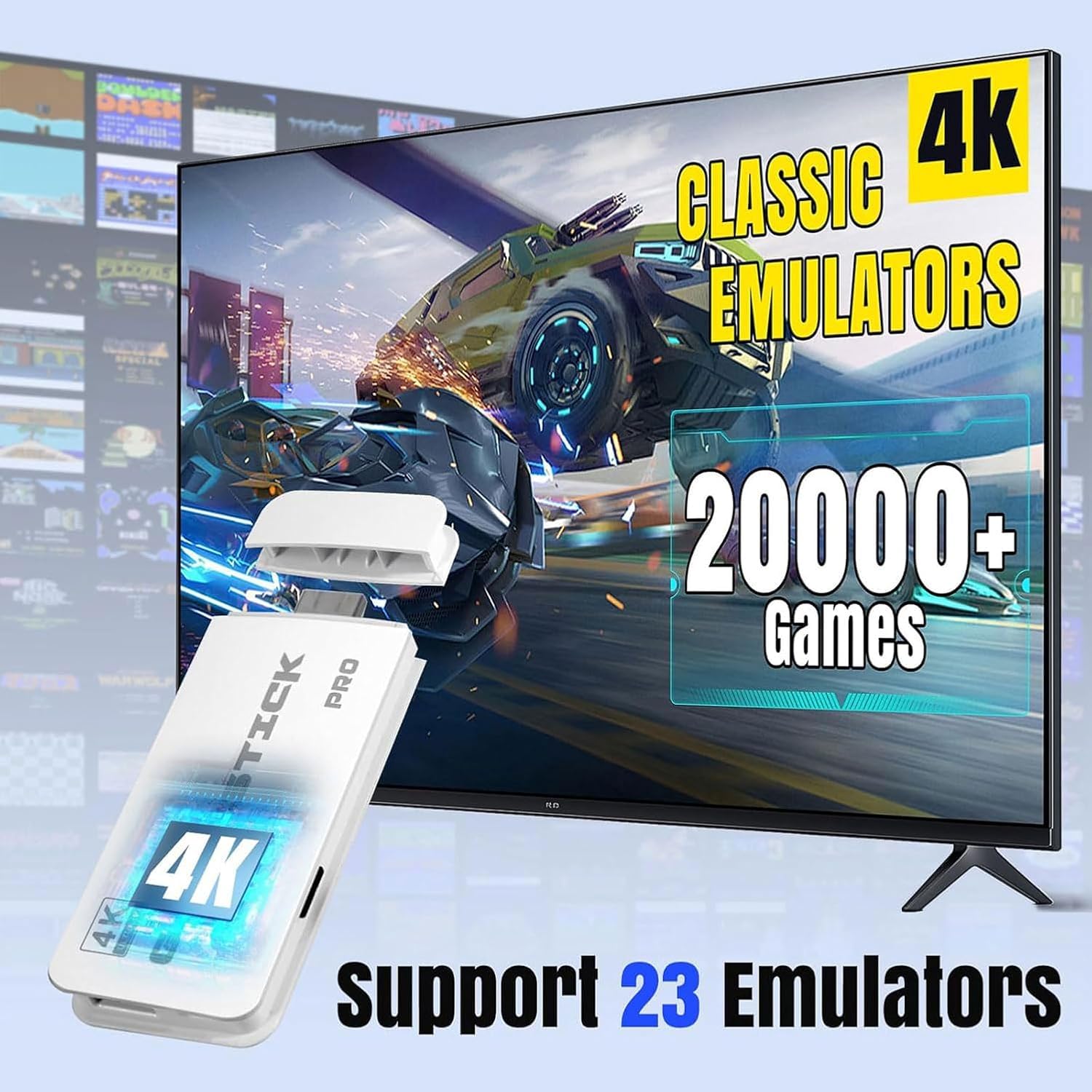 Retro Konsole mit über 20.000 Spielen – HDMI Retro Spielekonsole für TV – Plug & Play mit 2 komfortablen Controllern – Geschenkidee für Familie & Freunde (Weiß)