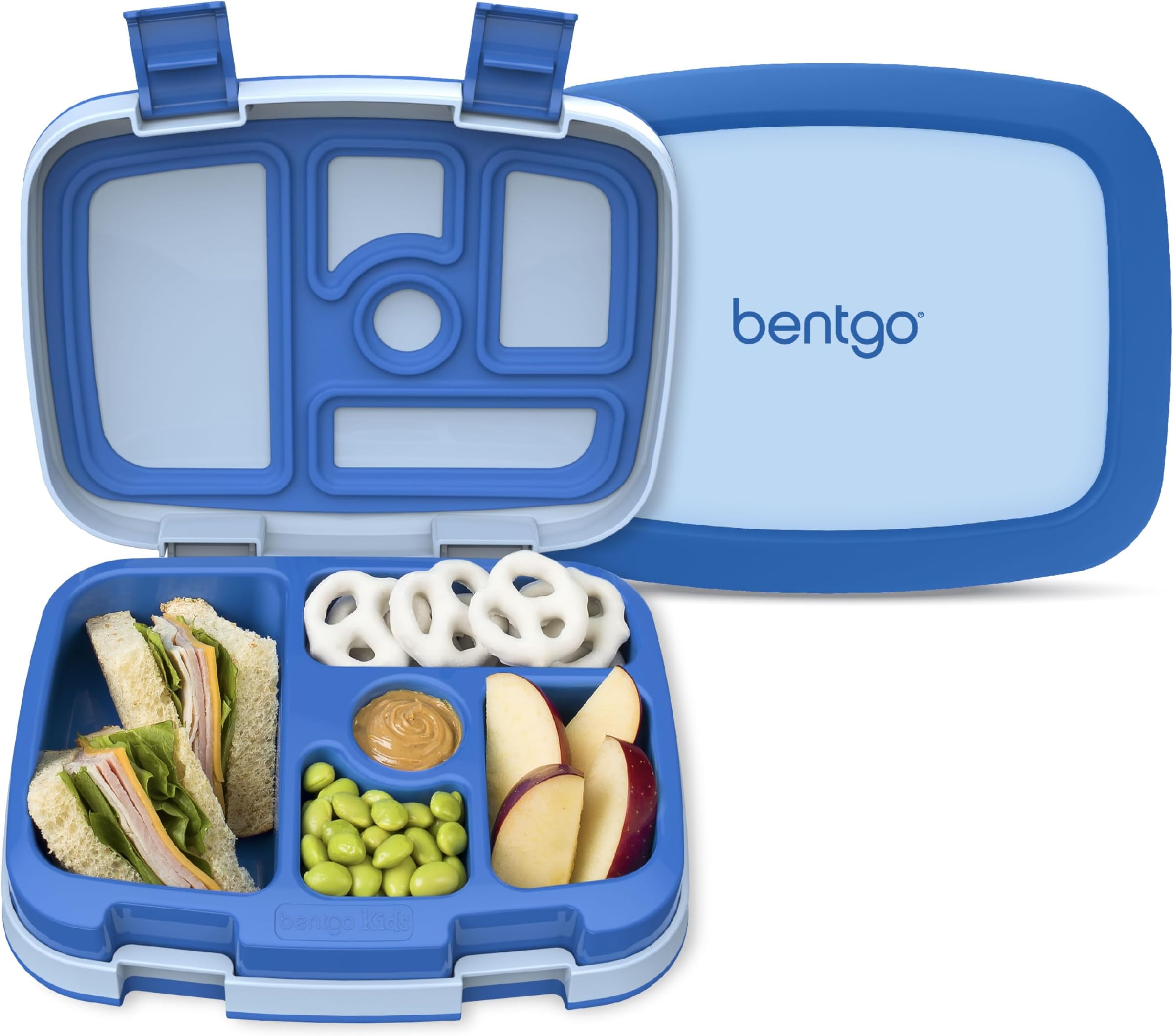 Kids Bento-Style 5-Compartment Leak-Proof Lunch Box - Ideal Portion Sizes for Ages 3 to 7 - Durable, Drop-Proof, Dishwasher Safe, PFAS & BPA-Free & Made with Food-Safe Materials (Blue)