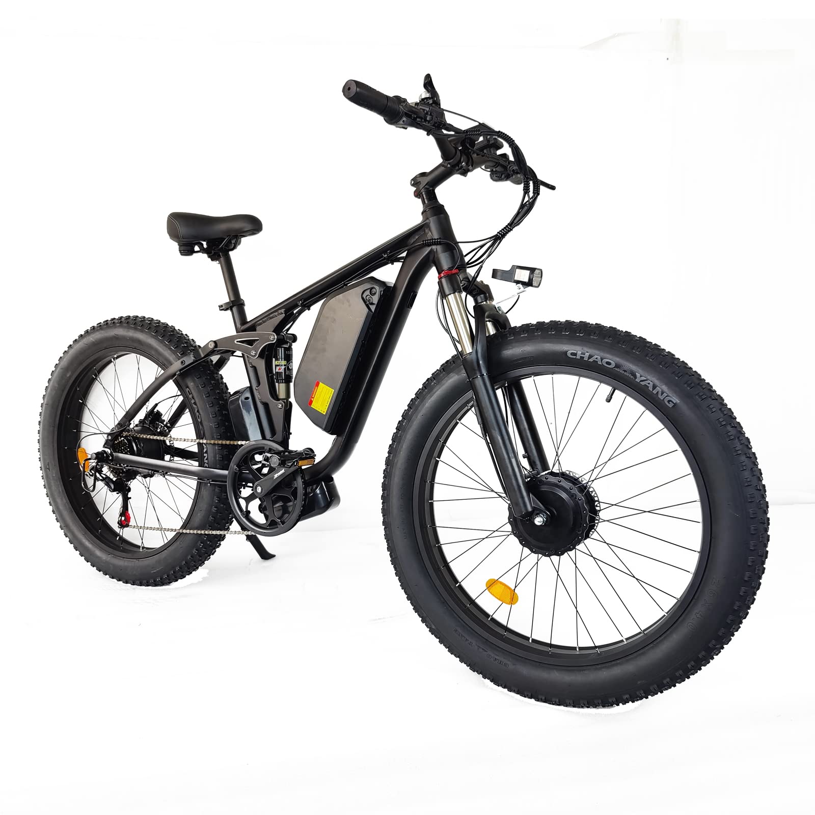 (US in Stock) Smlro V3 Plus AWD Electric Mountain Bicycle 35MPH E Bike 2000W Dual Motor 48V 22.4AH 7 Speed Full Suspension 26" Fat Tire Ebike Hydraulic Disc Brake City Road E-Bike