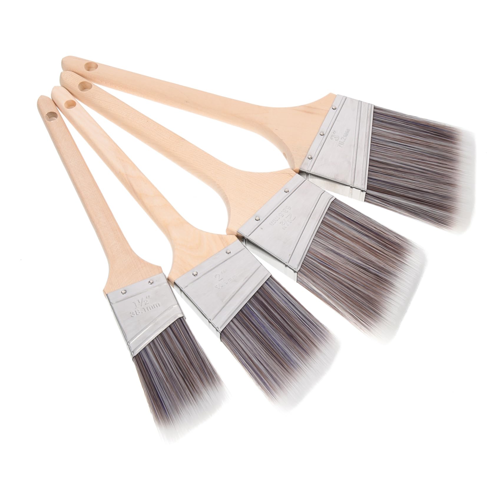 Angoily Set di 4 Pennelli per Dipingere Manico in Legno, senza Sbavature, Impugnatura Confortevole, per Pittura a Olio e Acquerello