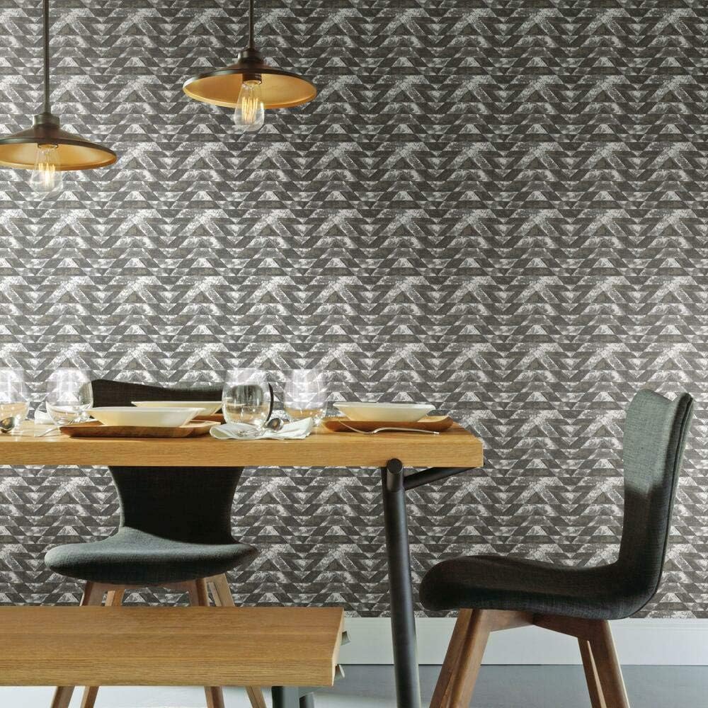RoomMates RMK11523WP Southwest Geometric Metallic Black and Gray Peel and Stick Wallpaper