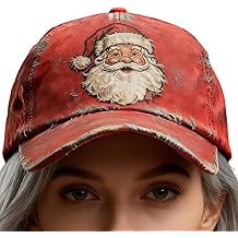 Santa Claus Print Cap, Red Christmas Santa Claus Hat, Cool Christmas Retro Baseball Cap for Men Women