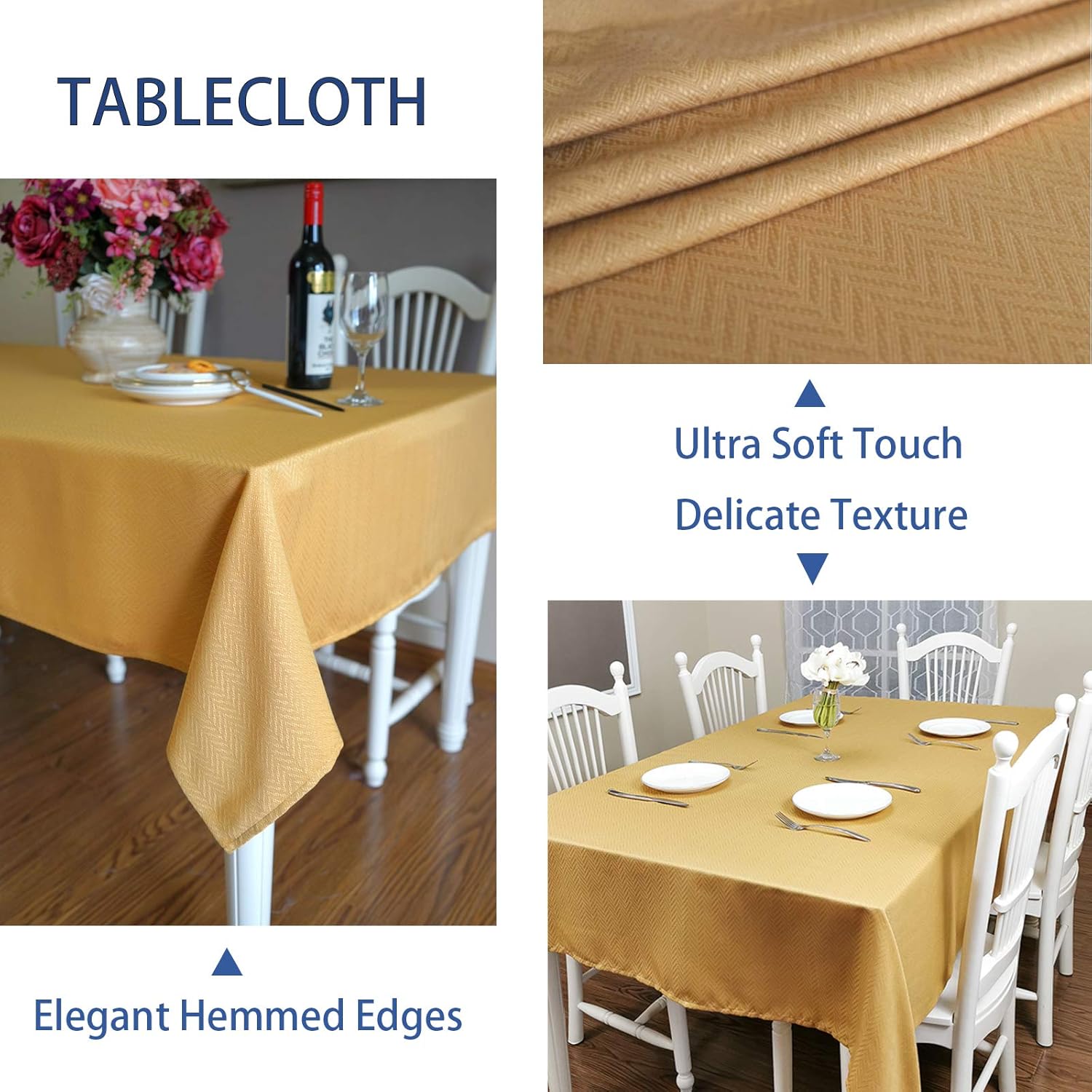 New Deal ZSASU Rectangle Table Cloth 60 x 120, Yellow Polyester Farmhouse Tablecloth, Wrinkle Free Waterproof Stain Resistant Washable Table Cloths, Table Cover for Picnic Camping Party Outdoor Indoor