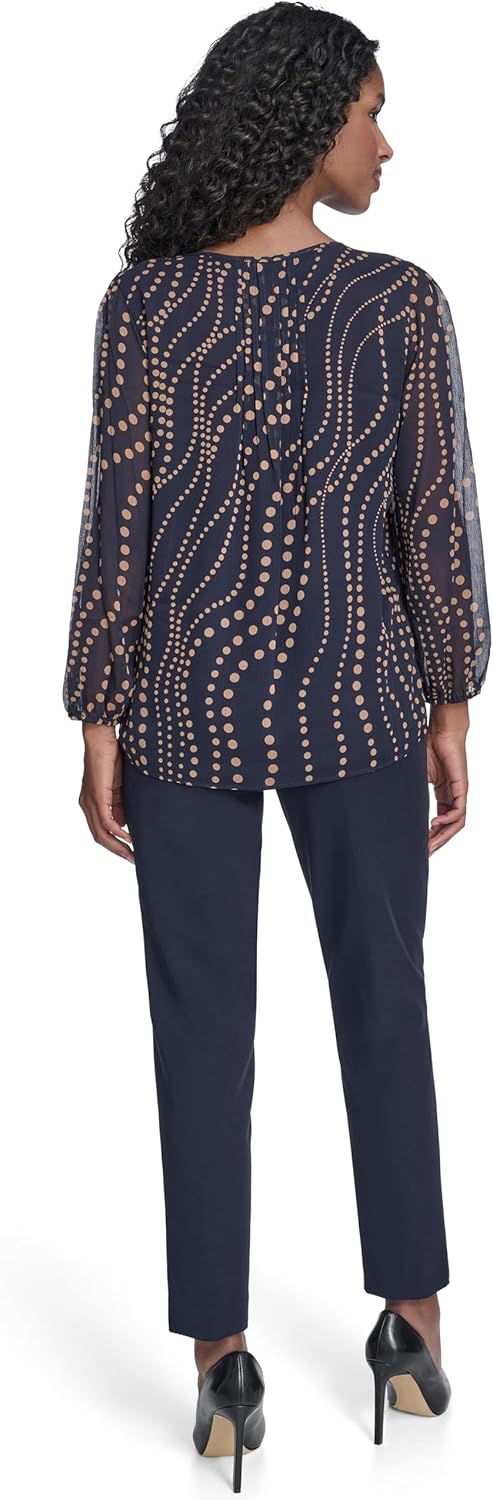 Tommy Hilfiger Womens Long Sleeve Pintuck Popover Work Blouse - Image 4