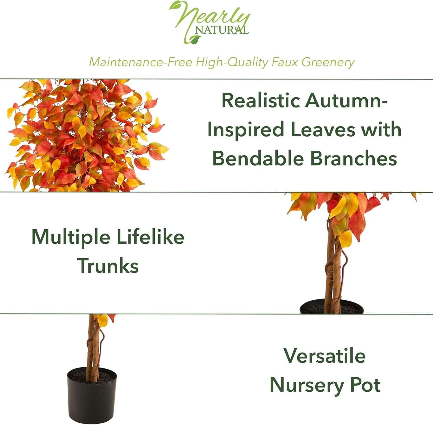 Nearly Natural 4ft. Autumn Ficus Artificial Fall Tree