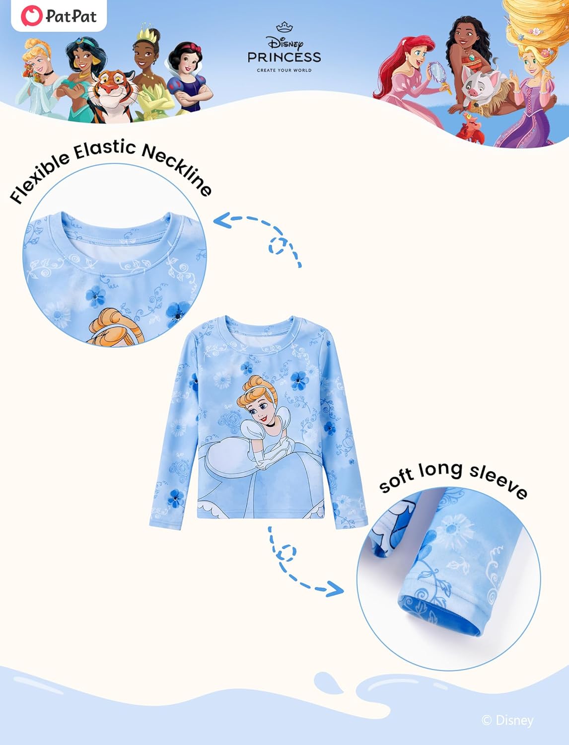 Disney Mickey and Friends Girl Two Piece Long Sleeve Swimsuit Rashguard Bathing Suit - Image 5
