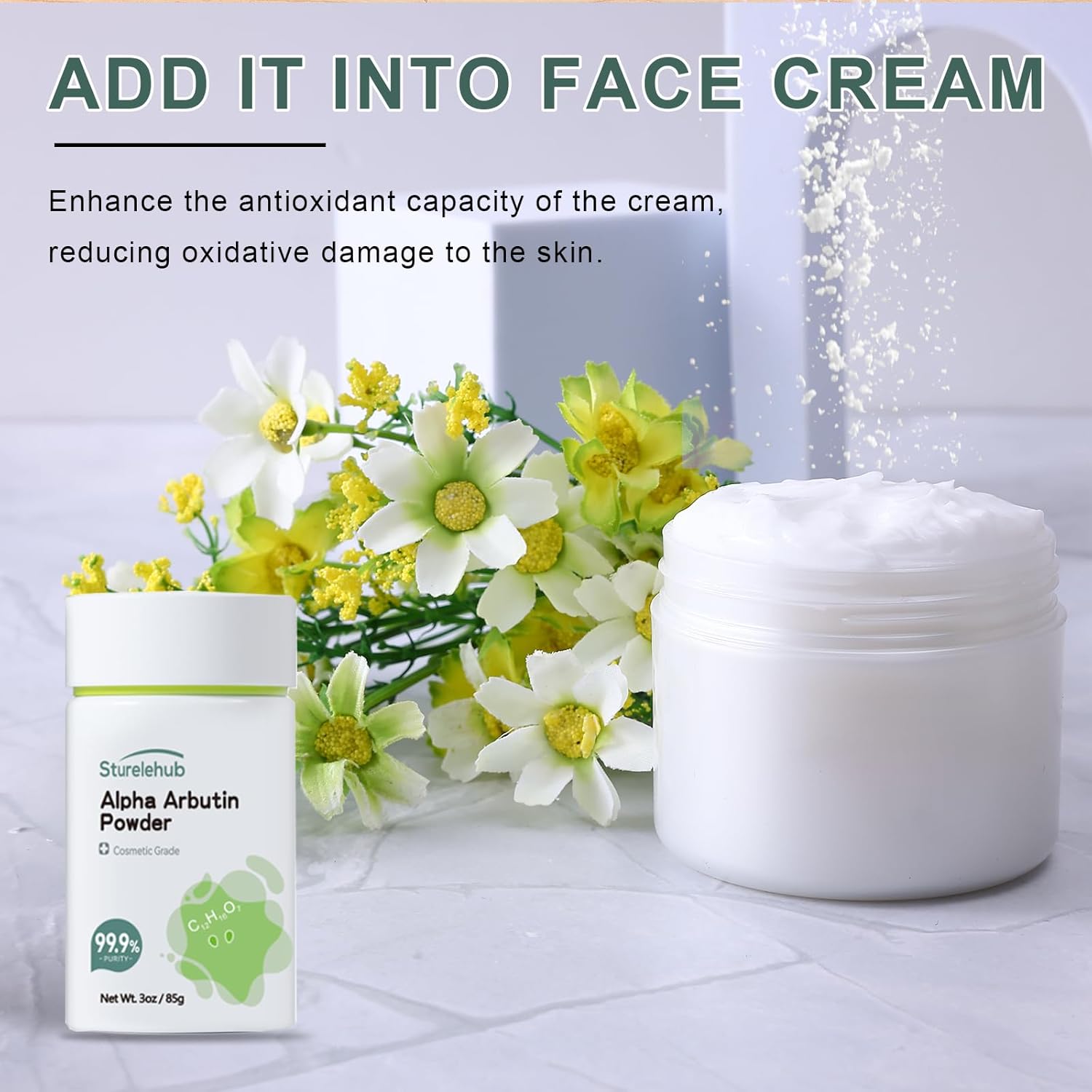 Alpha Arbutin Powder, 3OZ / 85g, 99.9% Purity, Cosmetic Grade, Alpha Arbutin Powder for Homemade Cosmetics