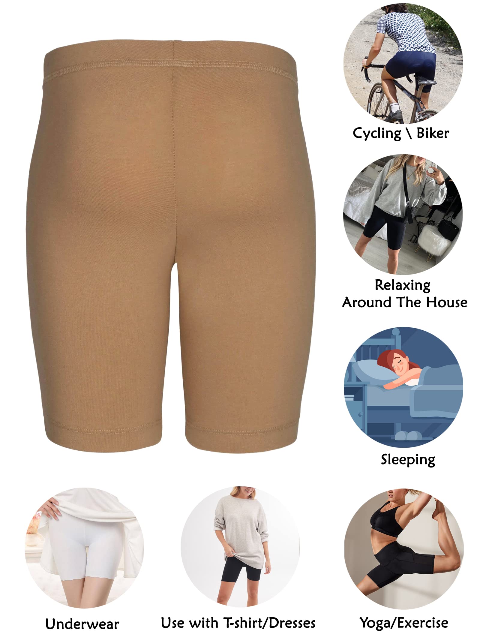 2K Kids Girls Cycling Shorts| Under Dress | Yoga Shorts | Workout Shorts | Running Shorts | Gym Shorts For Girls, Beige, 11 - 12 Year - Image 4 thumbnail